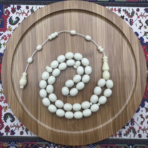 سبحة دومنة بيضاء- بيضوي – 39 خرزة