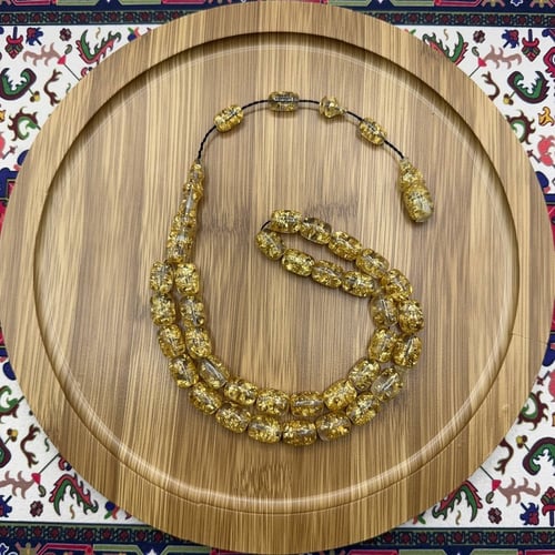 سبحة شفافة بورق ذهب داخلي – خراطة تركية – 33 خرزة...