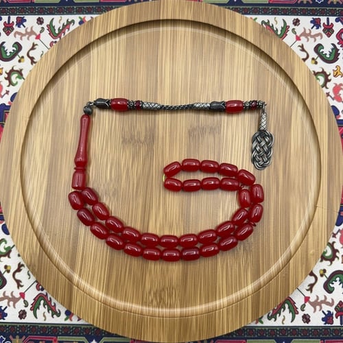 سبحة حمراء 33 خرزة – خراطة أوسطا تركي مميزة – مع ط...