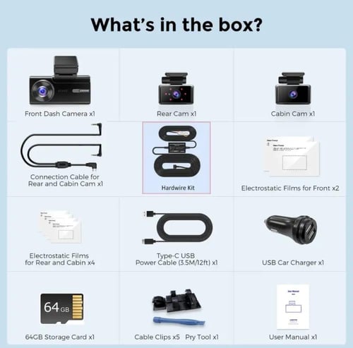 داش كام أزدوم M580-5K أمامية + داخلية + خلفية ( بك...