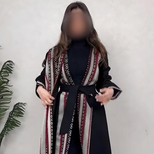 فروه بشت نسائي مطرز بسدو