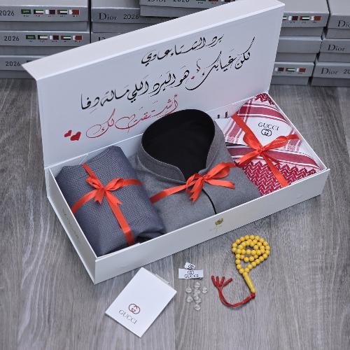 بوكس شتوي رجالي قماش مع شماغ وسديري وسبحة