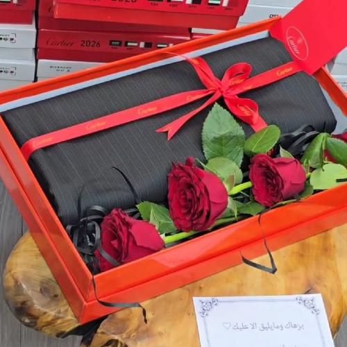 قماش رجالي شتوي مع ورد احمر