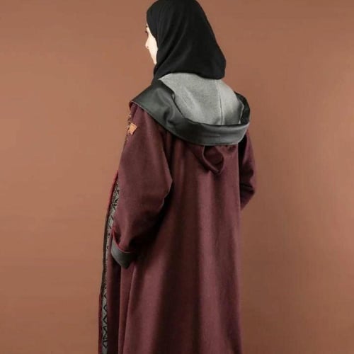 فروه شتويه نسائيه بني مع احمر من بصمة