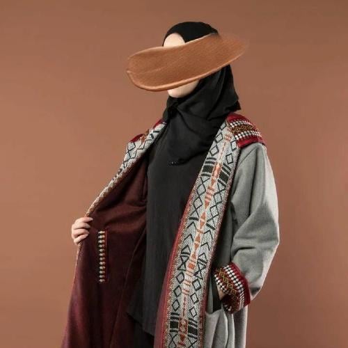 فروه شتويه نسائيه بني مع احمر من بصمة