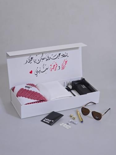 بكج هدايا رجاليه قماش خليه كوري ونظارة وقلم وكبك م...