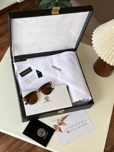 طقم هدايا رجالية قماش مع شماغ ونظاره