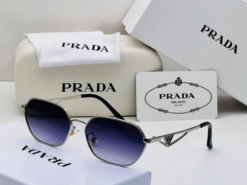 نظارة برادا رجالية بعدسات زجاجيه واطار معدني انيق