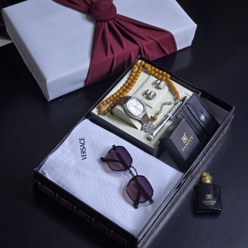 افكار هدايا رجاليه طقم ساعه مع شماغ وعطر