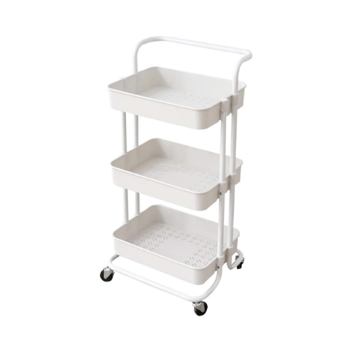 عربة منظمة بسلات بلاستيكية ابيض