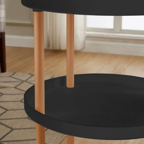 عربة تقديم دائري اسود 3 ادوار