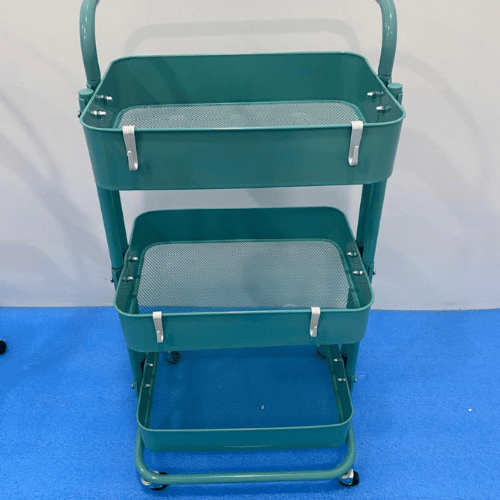 عربة منظمة بسلات حديدية اخضر