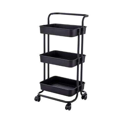 عربة منظمة بسلات بلاسيتيكية اسود