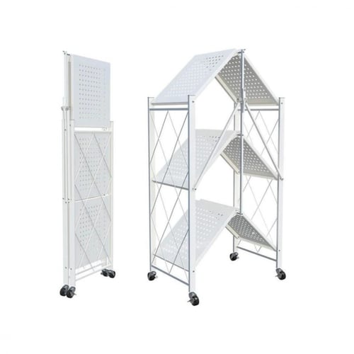 رفوف قابلة للطي 3 طبقات أبيض - ماي رفوف