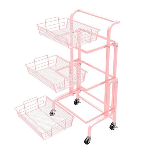 عربة منظمة بطبقات متحركة وردي