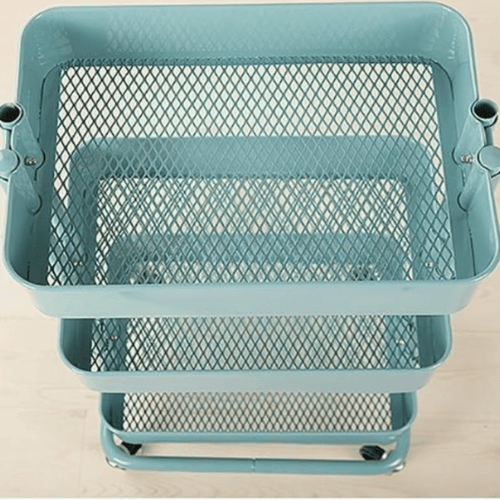 عربة منظمة بسلات حديدية اخضر