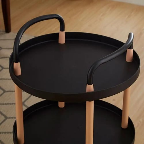 عربة تقديم دائري اسود 3 ادوار