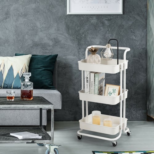 عربة منظمة بسلات حديدية ابيض