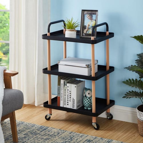 عربة تقديم مستطيلة اسود