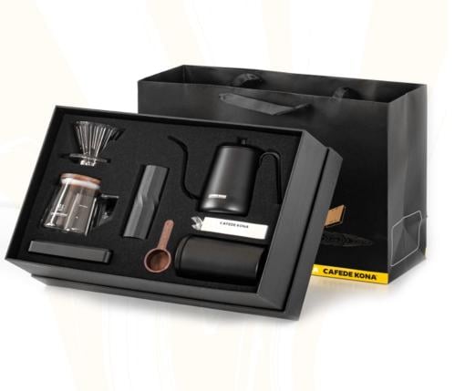 كافيدي كونا شنطه معدات قهوه 8 قطع ذهبي - Kafedi Ko...