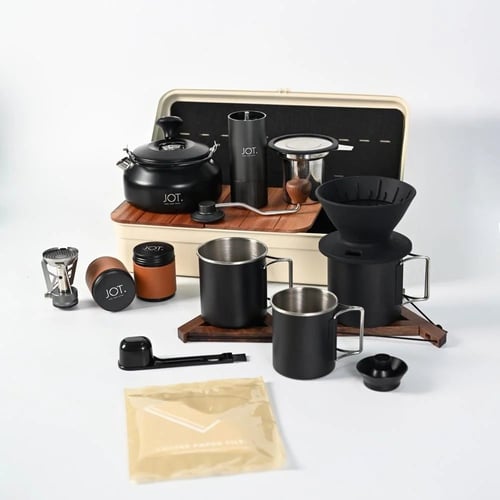 جوت شنطه معدات قهوه معدنيه لون ابيض - jot bag meta...