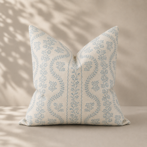 Soft Blue Botanical Cushion Cover