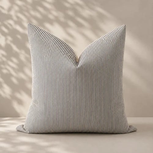 Black & Beige Stripes Cushion Cover