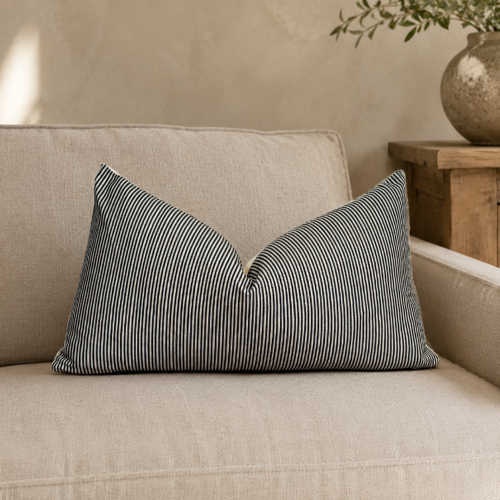 Black & Beige Stripes Cushion Cover