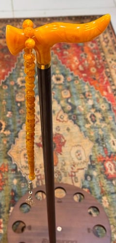 طقم عصا ومسباح تراب الكهرمان