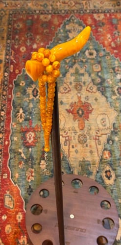 طقم عصا ومسباح تراب الكهرمان