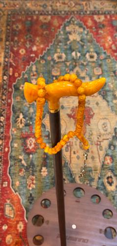 طقم عصا ومسباح تراب الكهرمان