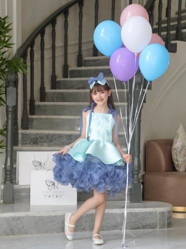 Girls' dress Tiffany color with purple