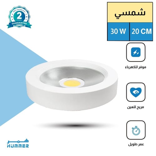 كشاف لطش COB لون الانارة شمسي كريمي 20 سم 30 واط