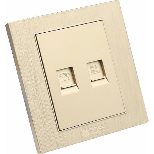 فيش منفذ كمبيوتر مع هاتف تلفون لون ذهبي ملكي توفل