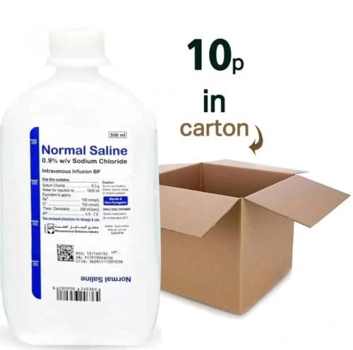 محلول ملحي وريدي نورمال سلاين 500 مل - كرتون 10 حب...