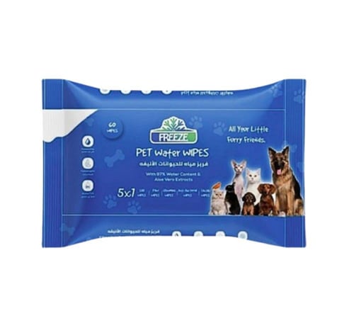فريز مناديل بالماء النقي للحيوانات خالٍ من العطور