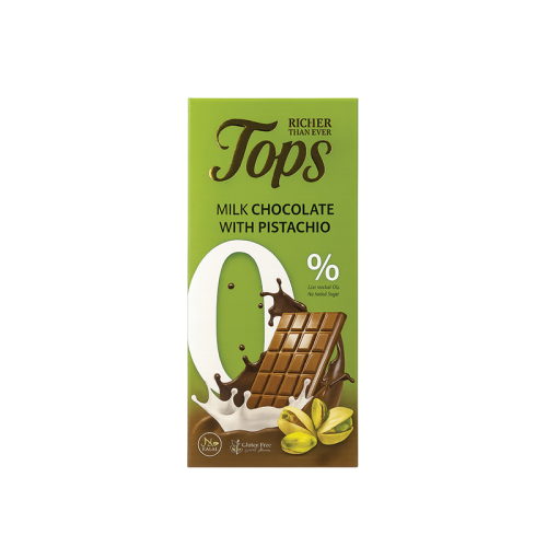 Tops شوكولاته حليب بالفستق بدون سكر مضاف