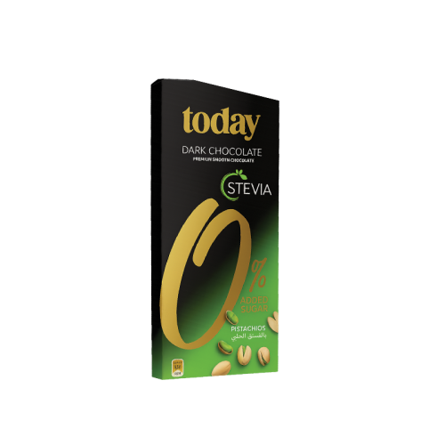 Today Stevia شوكولاته غامقة بالفستق الحلبي بدون سك...