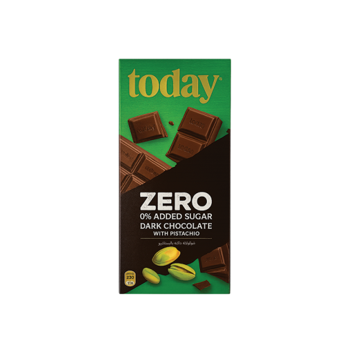 Today شوكولاته غامقة بالفستق الحلبي بدون سكر مضاف