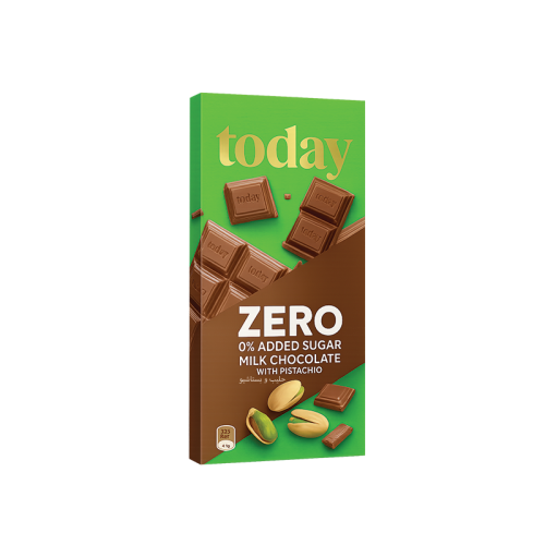 Today شوكولاته حليب بالفستق الحلبي بدون سكر مضاف