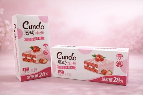 كيك ياباني ريدفلفيت مغطى بكريمة الفراولة والتوت