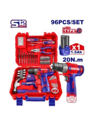 طقم عدة دريل شاحن 12 فولت مع 96 قطعة
