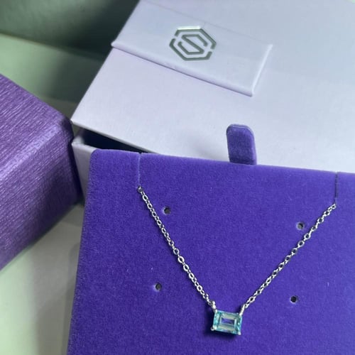 سلسال ازرق مستطيل فضه عيار925