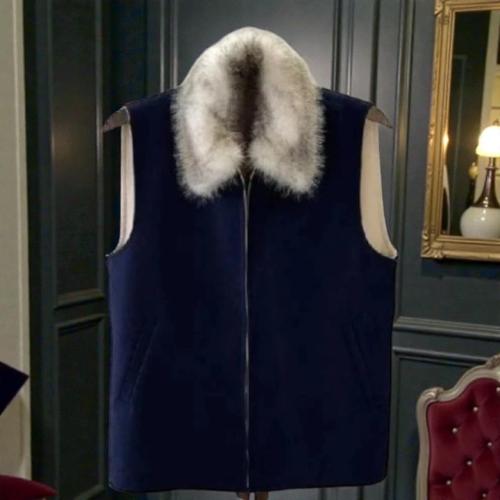 سديري شتوي كحلي شريط سحاب قلاب من داخل فرو