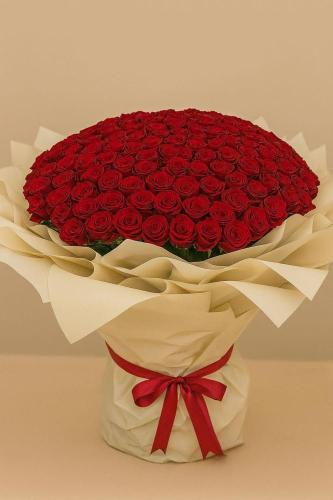 باقه ورد حمرا جوري عدد 100 ورده