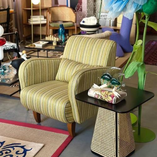 Armchair with Striped Fabric