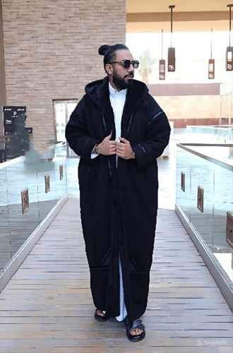 فروه كلاسك مطرزه بمخمل وجلد
