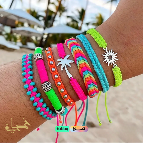 A set of women's bracelets consisting of 7 pieces boho chic, handmade.