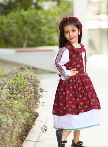 فستان شالكي (عنابي)