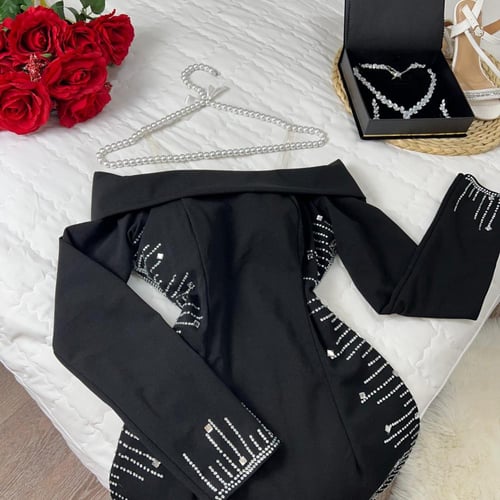 فستان اسود راقي تطريز